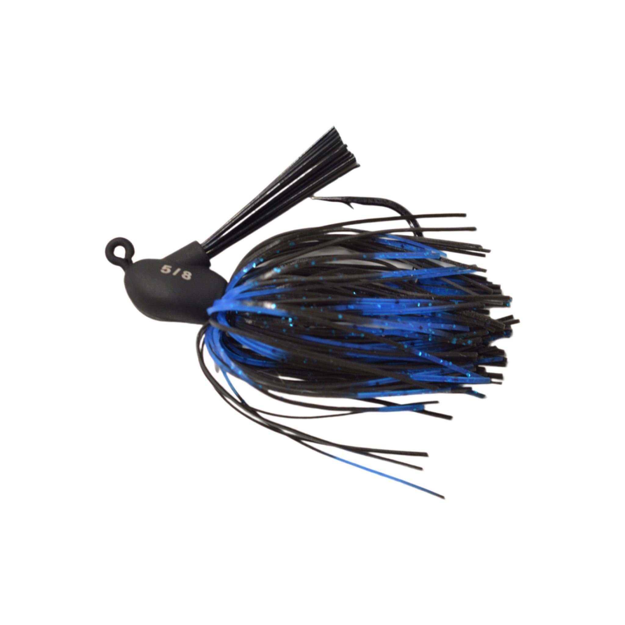 Black and blue fishing Tungsten Tank Flipping Jig  on a white background
