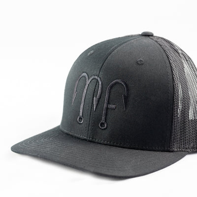 All Black MF Motion Fishing Logo Richardson 112 Snapback Hat